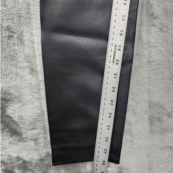 Venus Pants Womens 4 Black Faux Leather Mid Rise Skinny Ankle Stretch Side Zip - Picture 10 of 12